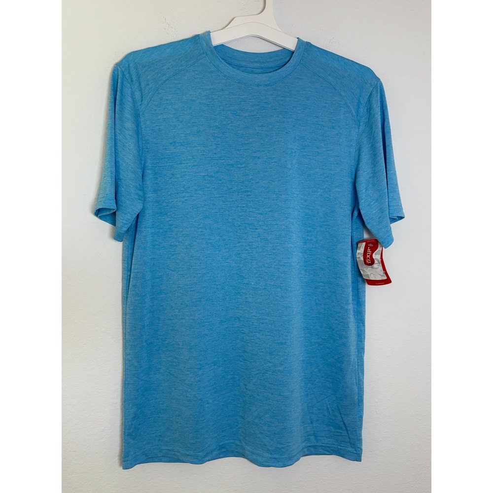 BCG Mens Short Sleeve Athletic T-Shirt Light Blue Heather Gym Tee Size S NWT